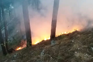 वरुणावत की पहाड़ी पर लगी आग