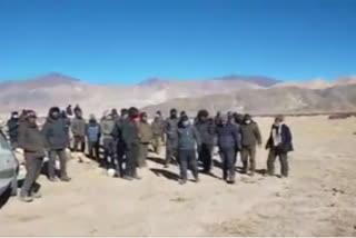 Chinese vehicles present at  Changthang area of Nyoma block in Ladakh's Leh district emerged on Sunday