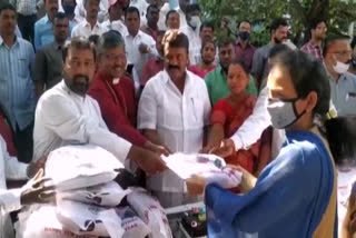 minister talasani christmas gifts distribution in secunderabad spg church