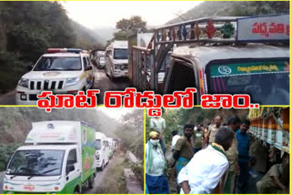 heavy traffic on ghat road at nallamalla