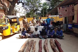 రైల్వే కోడూరులో ఎర్రచందనం దుంగలు స్వాధీనం