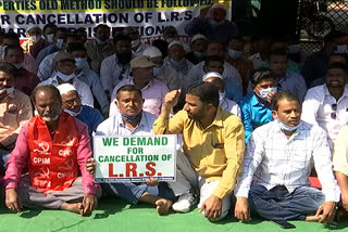 writers and real estate business mans protest in front of nizamabad collectorate