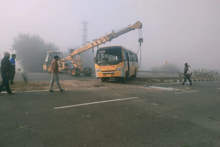 truck collides with school bus in Jind