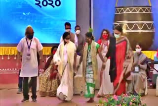 West Bengal CM Mamata Banerjee broke into a dance during the opening of Bangla Sangeet Mela 2020 in Kolkata yesterday