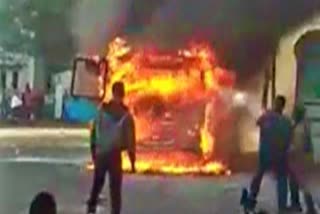 Gujarat : City bus caught fire in Rajkot carrying 20 passengers 