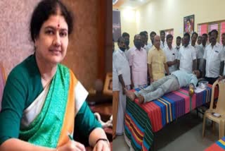 blood donation camp held in villupuram for ammk General Secretary Sasikala birthday celebration 