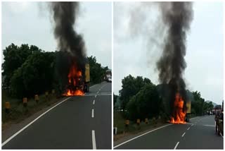 லாரியில் ஏற்பட்ட தீ விபத்து: தீயை கட்டுக்குள் கொண்டுவந்த தீயணைப்பு வீரர்கள்!