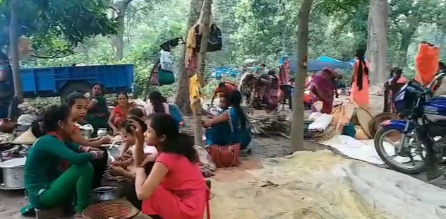 villagers in forest