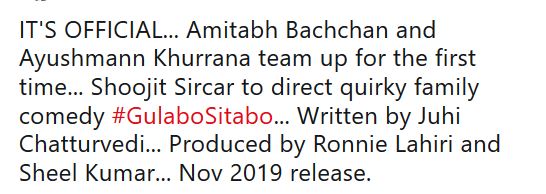 Amitabh-Ayushmann to team up for Shoojit Sircar's film 'Gulabo Sitabo'