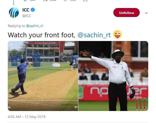 sachin, comes up, witty, reply, icc, trolls, no ball, ସଚିନ