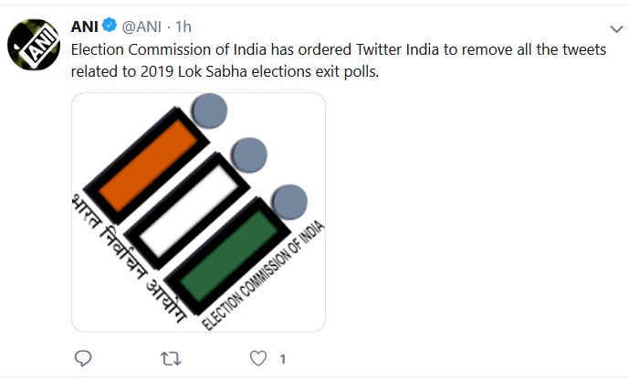 EC, twitter, remove, tweet, exit polls, एक्झीट, पोल,  ट्विट, निवडणूक, आयोग, ट्विटर, आदेश,