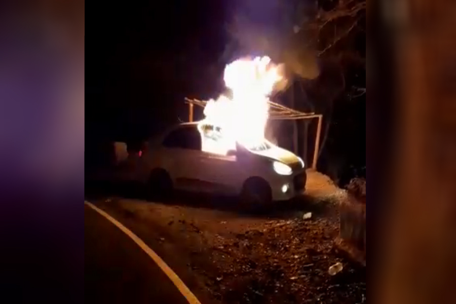 car caught fire