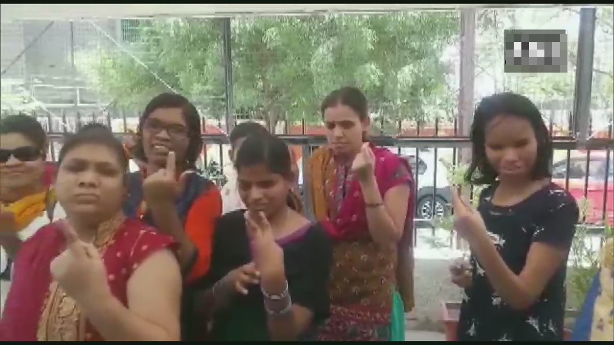 Visually-impaired women cast their votes in Indore