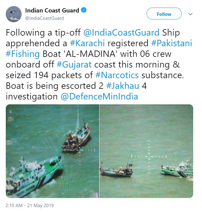 Indian Coast Guard tweeted about the operation.