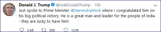 tweet of donald trump etv bharat