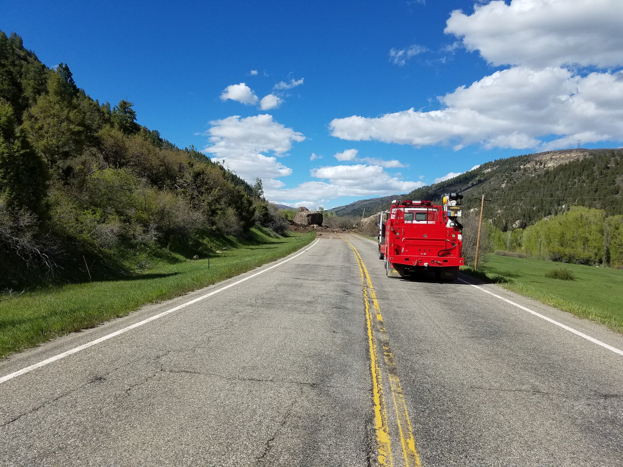 highway blocked in colorado of america