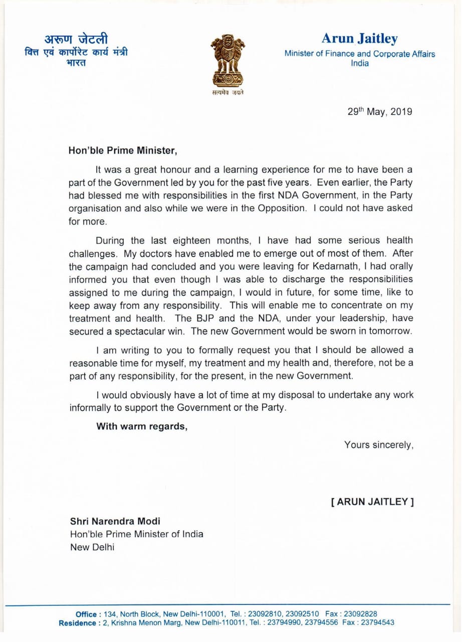 arun jaitley letter