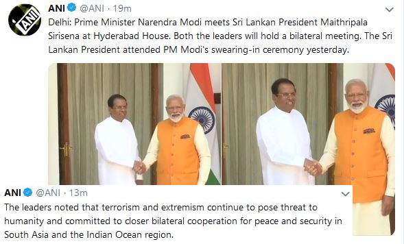 modi meets sirisena