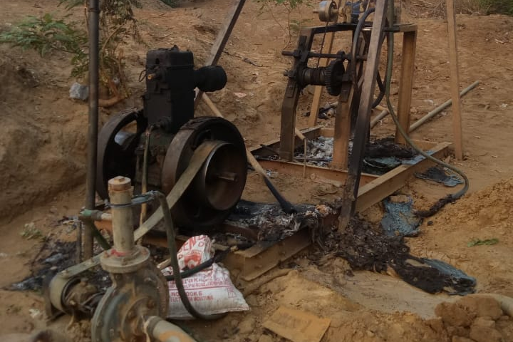 vehicle engaged in soil testing work