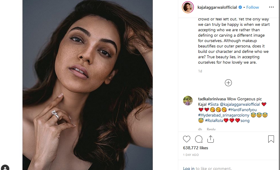 കാജല്‍ അഗര്‍വാള്‍  ഇന്‍സ്റ്റഗ്രാം  ഫോട്ടോ  kajal agerwal  instagrame  photo