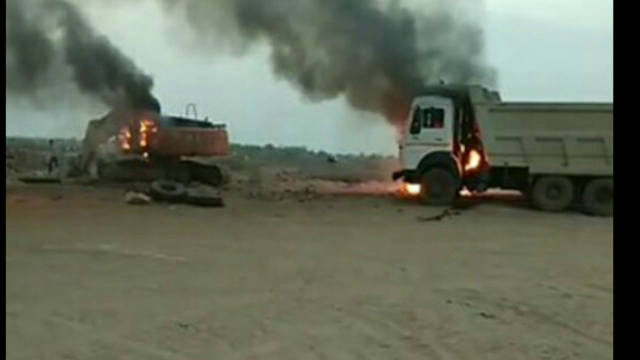 firn on dDumpers set fire after incidentamper