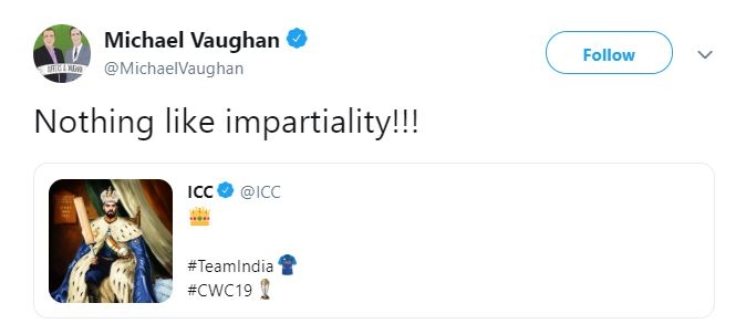 icc supports kohli king photo and michel vaguan countered