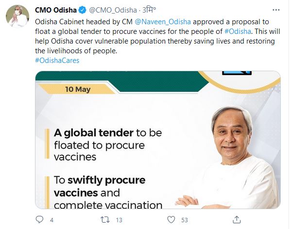 Odisha govt to float global tender for Covid vaccines