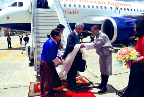 External Affairs Minister Dr S Jaishankar received a very warm welcome by his Bhutanese counterpart Dr Tandi Dorji at the Thimpu airport