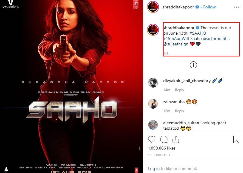 Shraddha Kapoors first poster from Saaho release