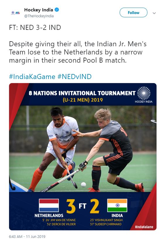 Hockey India Tweet