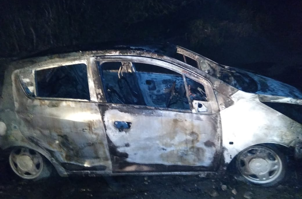 fire in a car in haroli Una