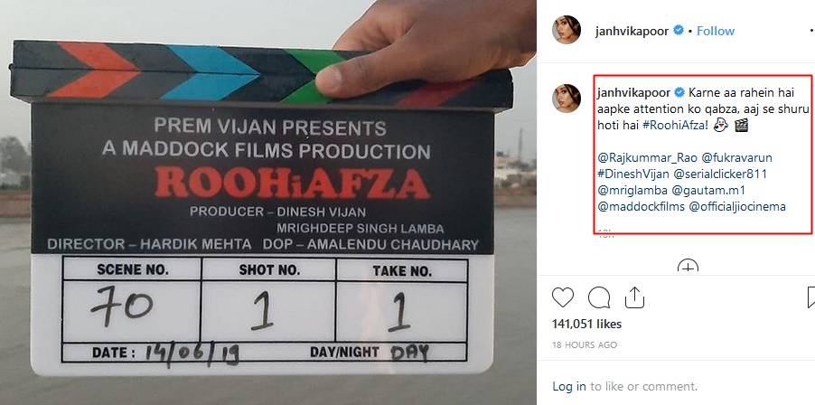 Rajkummar Rao, Janhvi Kapoor  RoohiAfza filming started