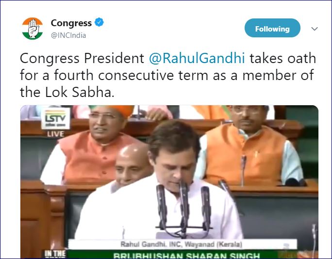 rahul-takes-oath-in-17th-lok-sabha etv bharat