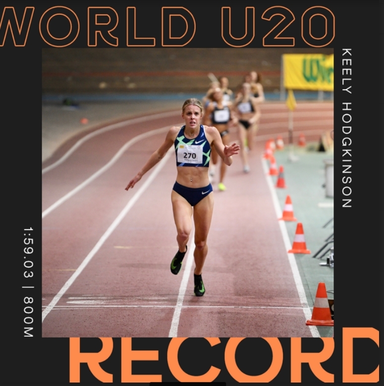 Keely Hodgkinson, world U20 indoor 800m record, Vienna, Austria