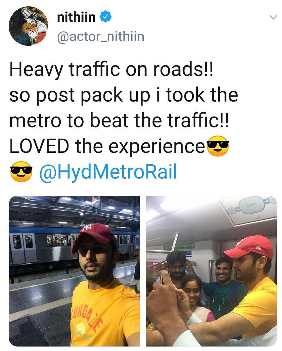 NITHIIN TWEET ABOUT METRO JOURNEY