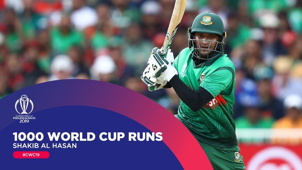 shakib reaches 1000 run milestone in worldcup career