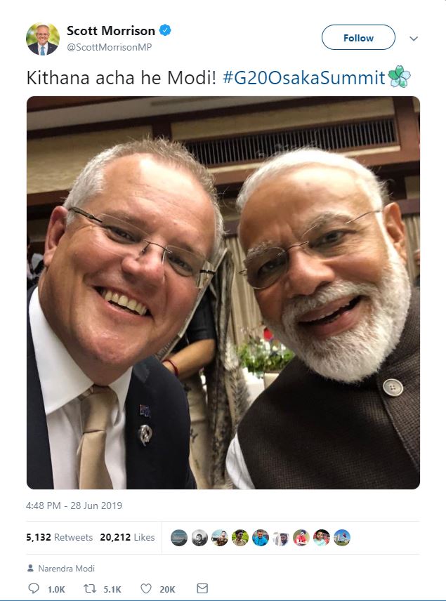 'Kithana Acha he Modi', Australian PM Tweets Selfie With PM Modi at G20 Summit