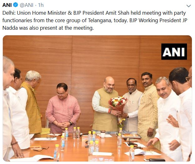 amit shah meets bjp leaders of telangana