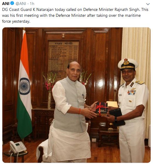 dg of coast guard meets rajnath singh