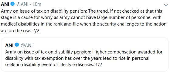 army on tax on disability pension