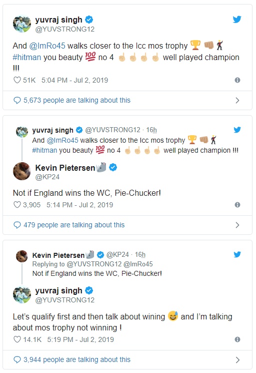 yuvraj singh epic reply to kevin pietersen on world cup win england