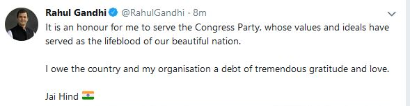 rahul gandhis tweet etv bharat