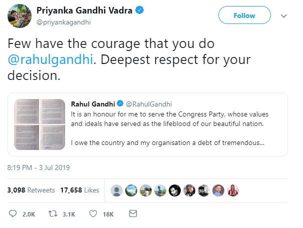 Priyanka Gandhi twit