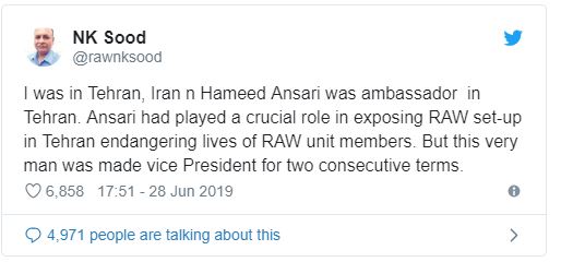 Ex VP Hamid Ansari endangered lives of RAW unit members, exposed RAW set-up in Trehan, former RAW officer claims