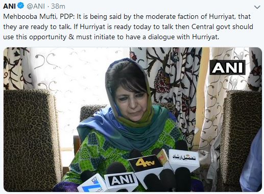 mehbooba mufti on talk with hurriyat