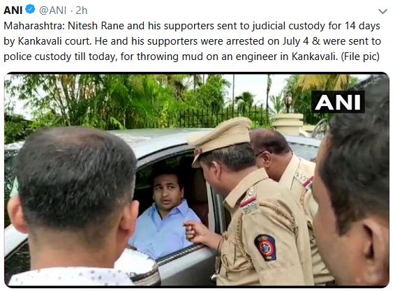 nitesh rane custody