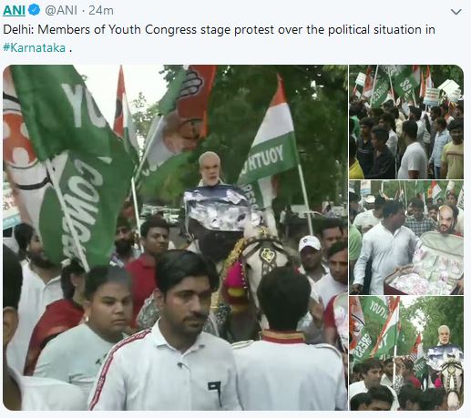 congress protest over karnataka