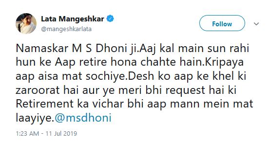 lata mangeshkar tweet