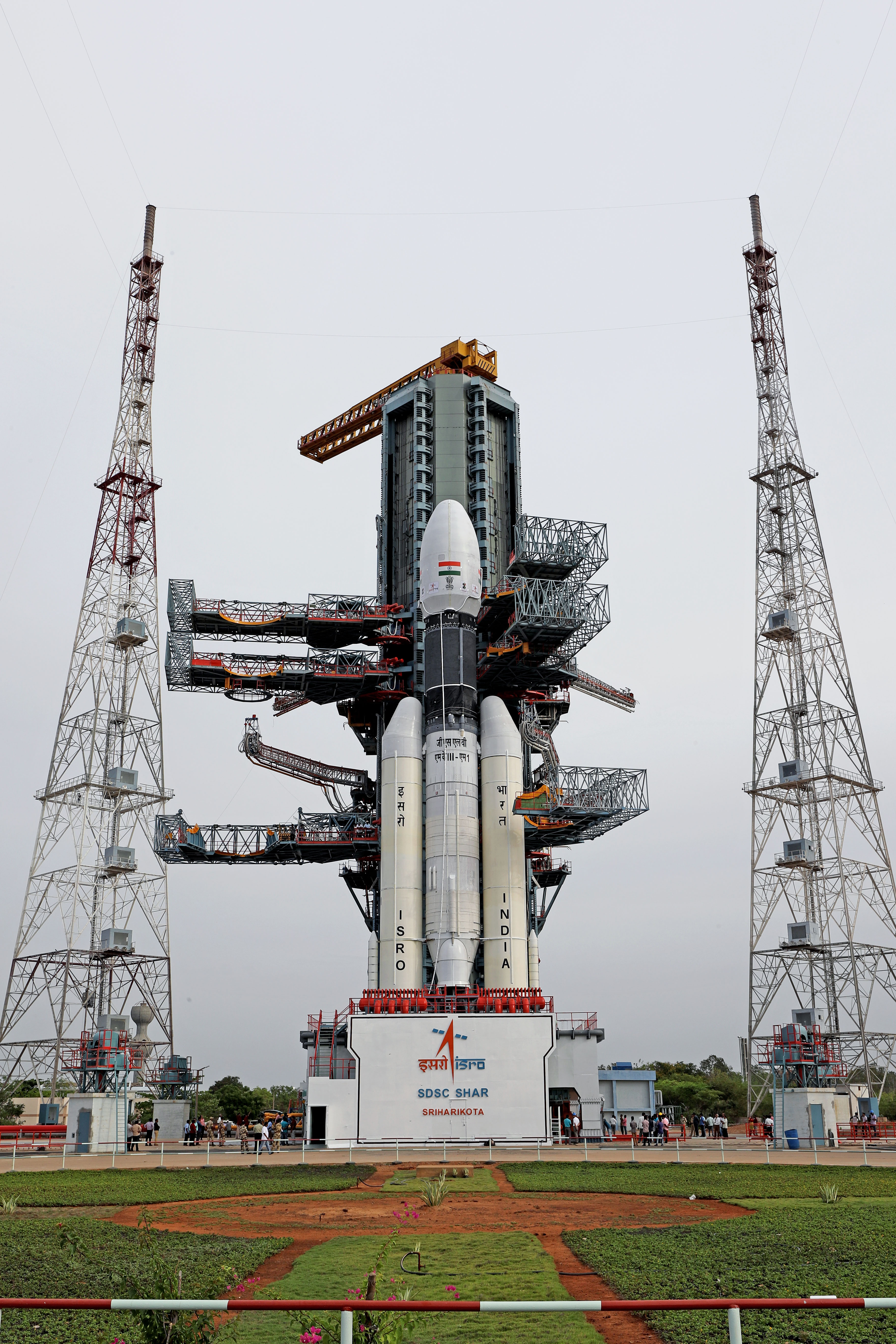 View of GSLV MkIII-M1 vehicle at the Second Launch Pad