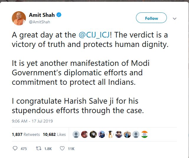 BJP leaders hail ICJ verdict, call it great victory for India